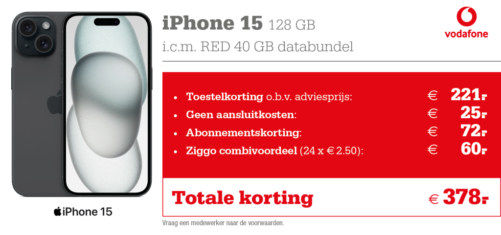 Vodafone aanbieding iPhone 15