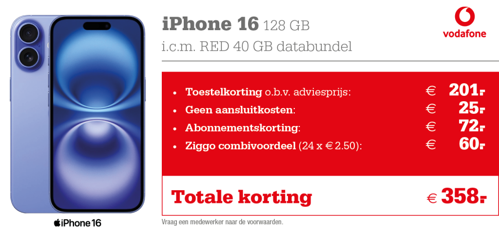 Vodafone aanbieding iPhone 16