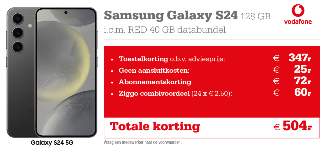 Vodafone aanbieding Samsung Galaxy S24
