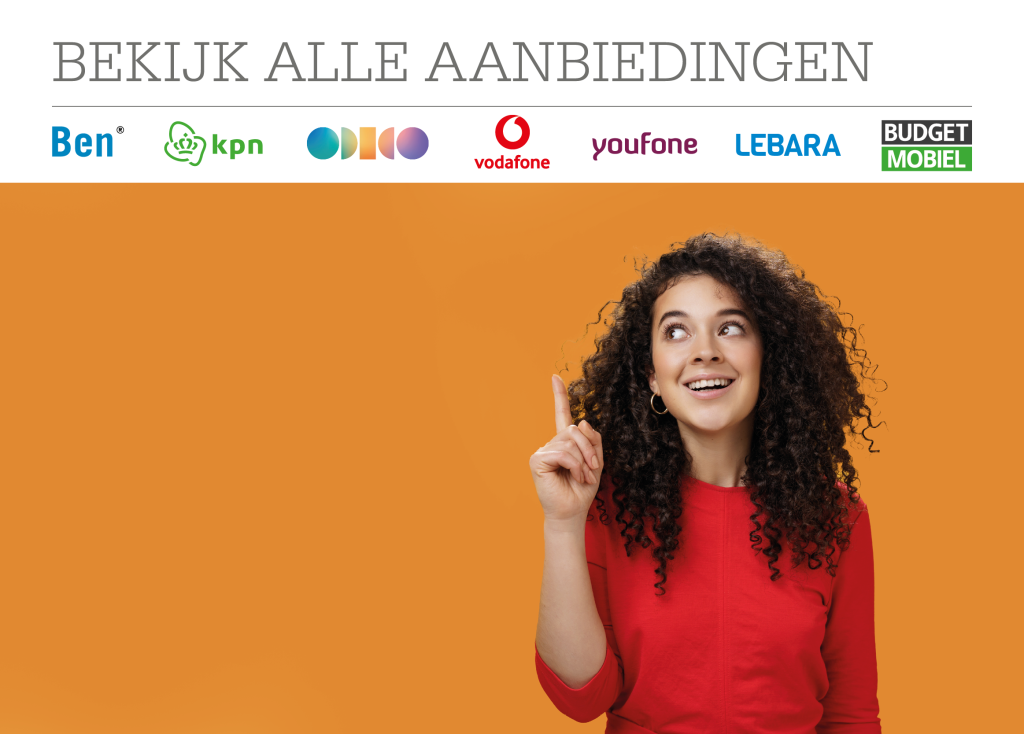 Alle acties van Odido, KPN, Vodafone, Ben, Youfone, Lebara, Ziggo en Budget Mobiel bij Telecombinatie