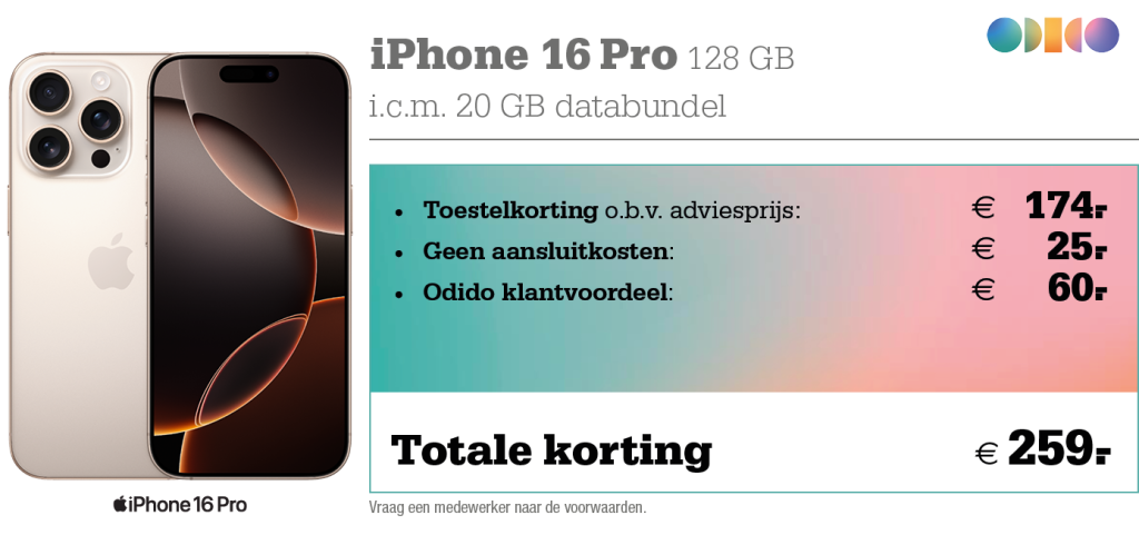 kortingstabel iphone 16 pro