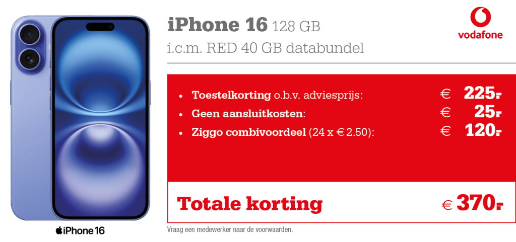 kortingstabel iphone 16