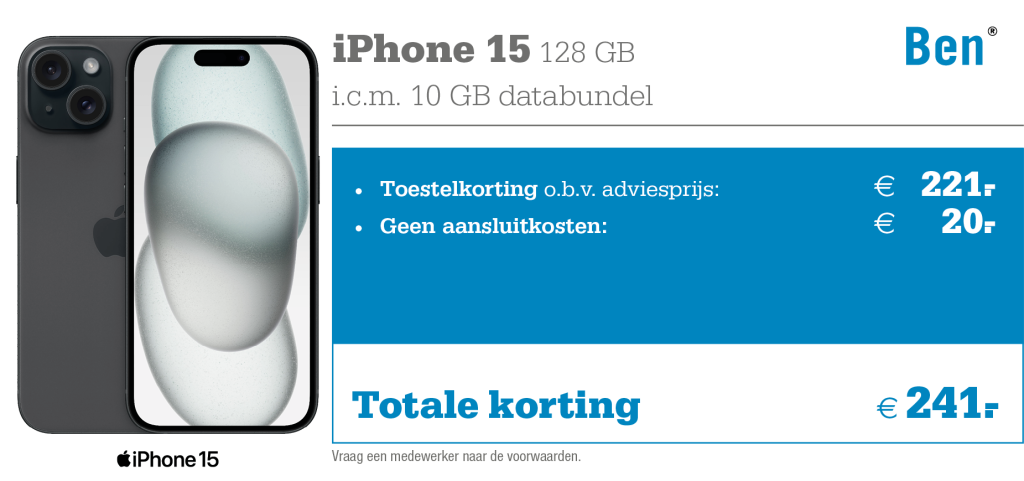 kortingstabel iphone 15
