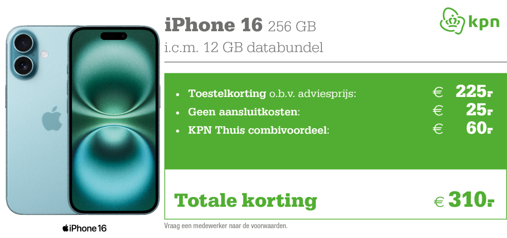 kortingstabel iphone 16