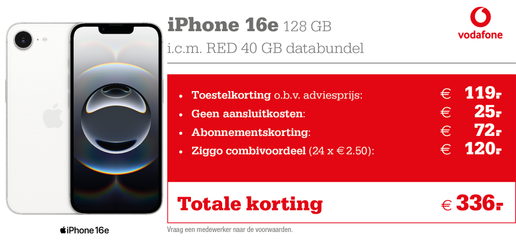 kortingstabel iphone 16e