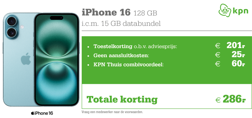 kortingstabel iphone 16