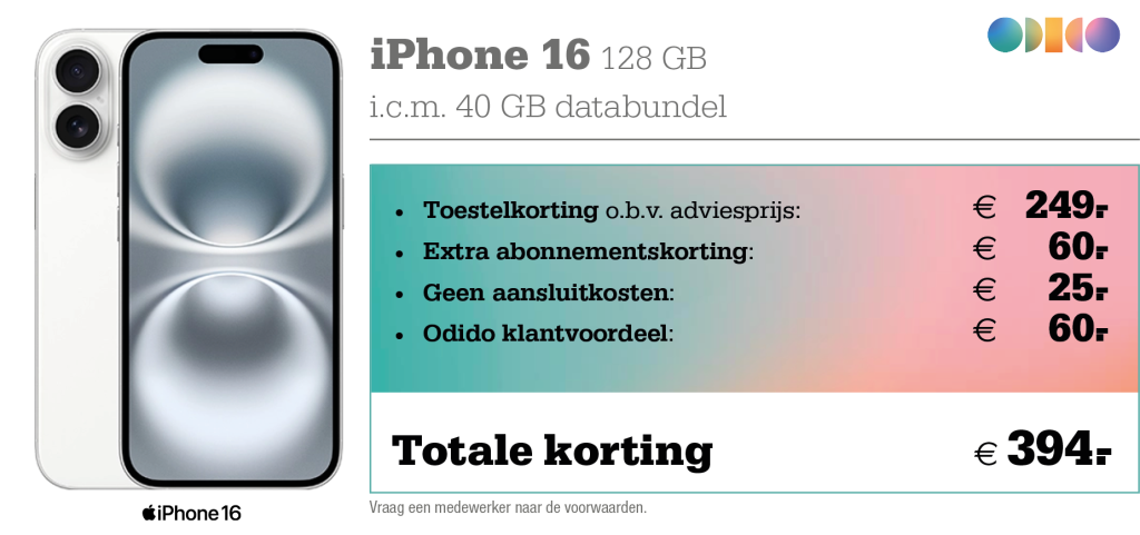 kortingstabel iphone 16