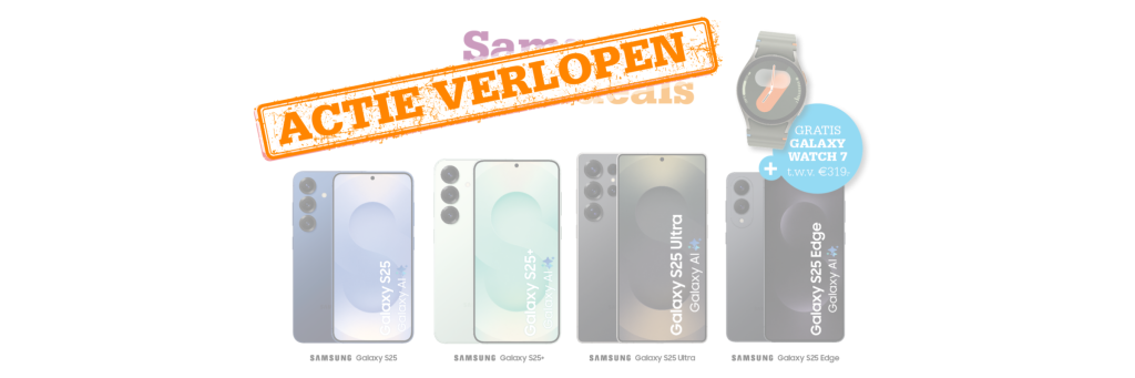 Samsung Galaxy S25, S25+, S25 Ultra en S25 Edge met gratis Samsung Galaxy Watch7