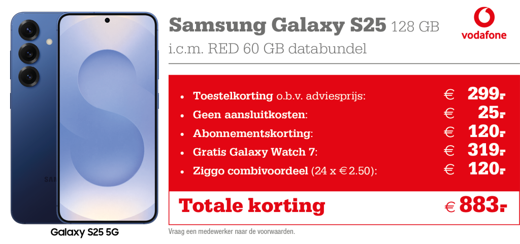 Samsung Galaxy S25 aanbieding Vodafone