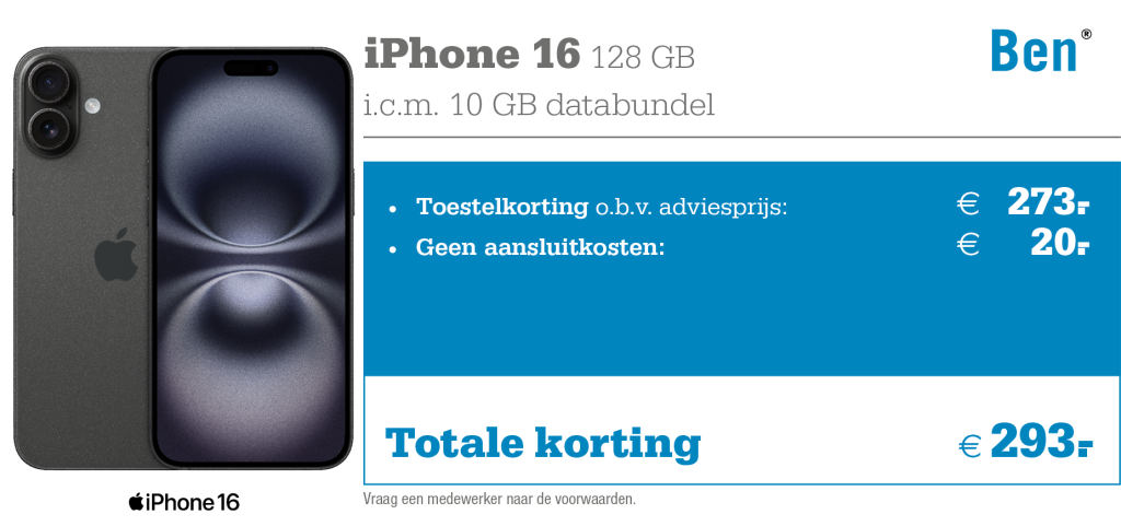 Apple iPhone 16 aanbieding Ben