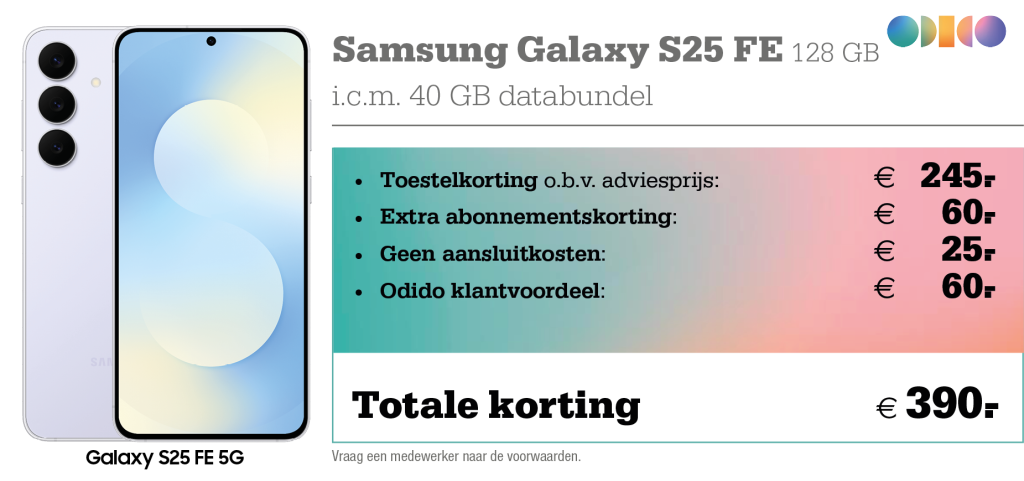 Kortingstabel Odido S25 FE