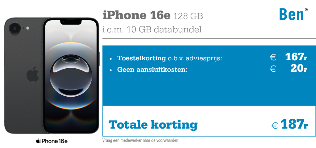 iPhone 16e aanbieding BEN