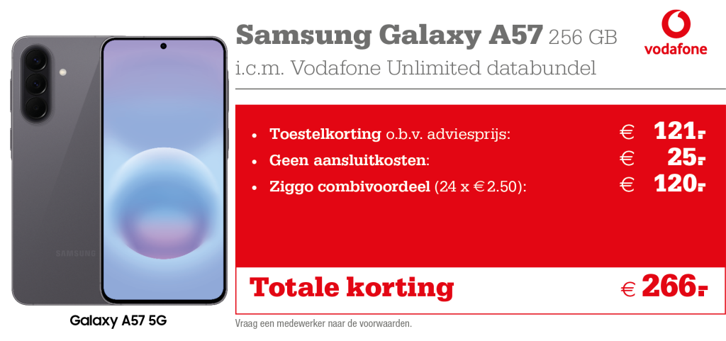 Samsung Galaxy A57 aanbieding Vodafone