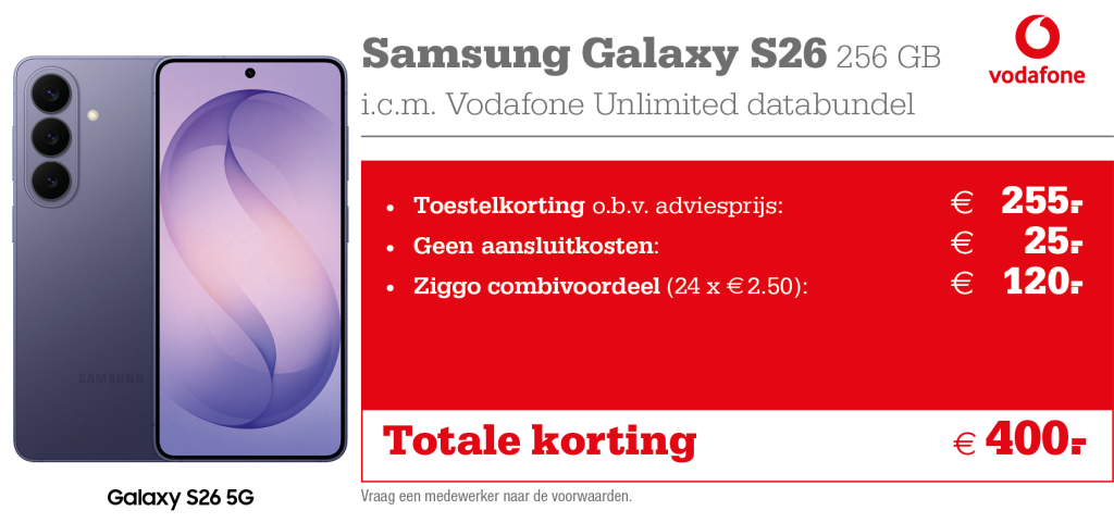 Samsung Galaxy S26 aanbieding Vodafone