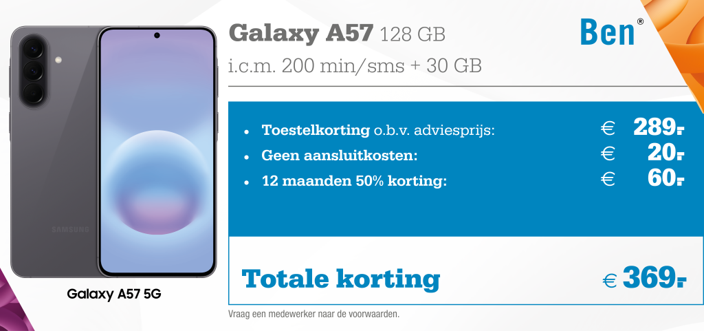 Samsung Galaxy A57 aanbieding Ben