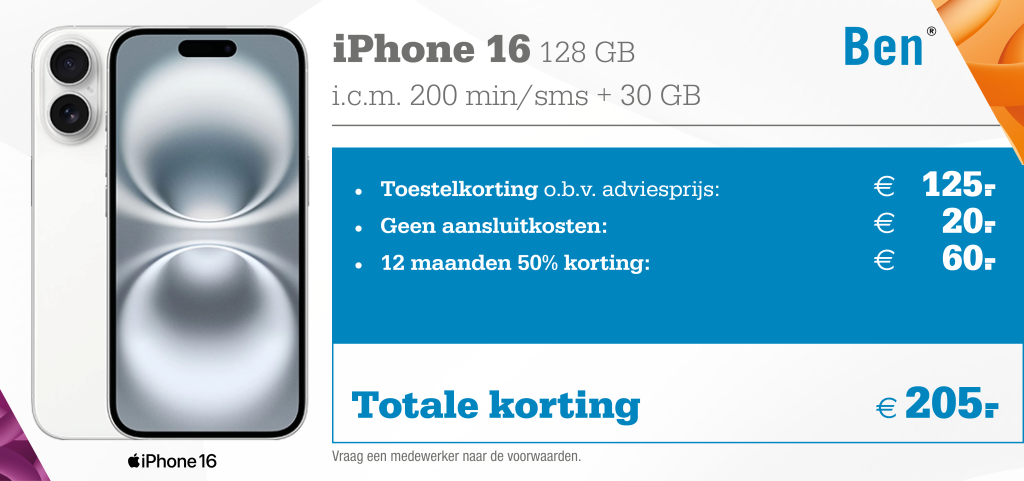 iPhone 16 aanbieding Ben