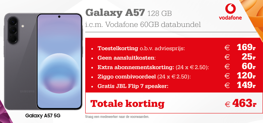 Samsung Galaxy A57 aanbieding Vodafone