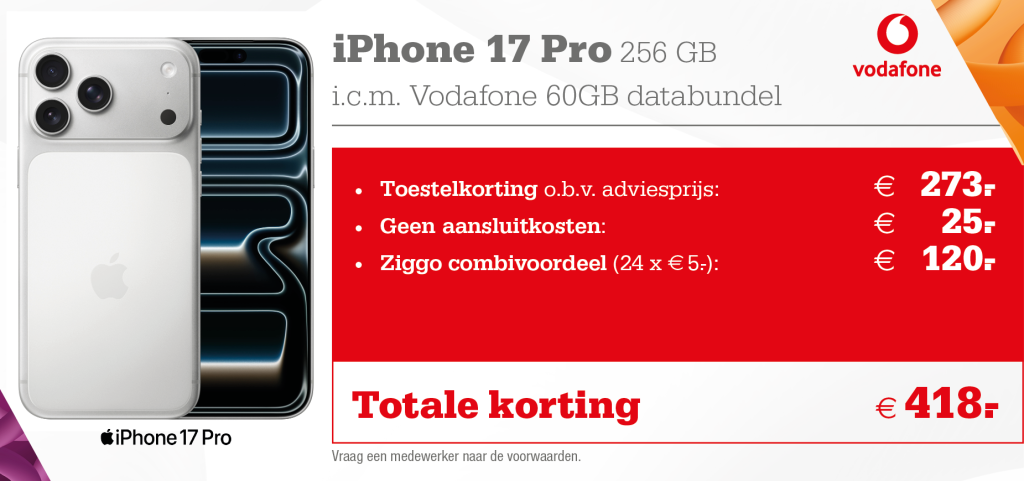 Apple iPhone 17 Pro aanbieding Vodafone