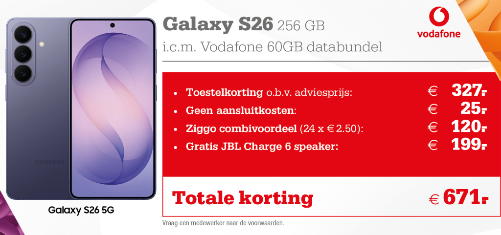 Samsung Galaxy S26 aanbieding Vodafone
