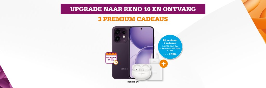 Oppo Reno16 aanbieding bij Telecombinatie 
