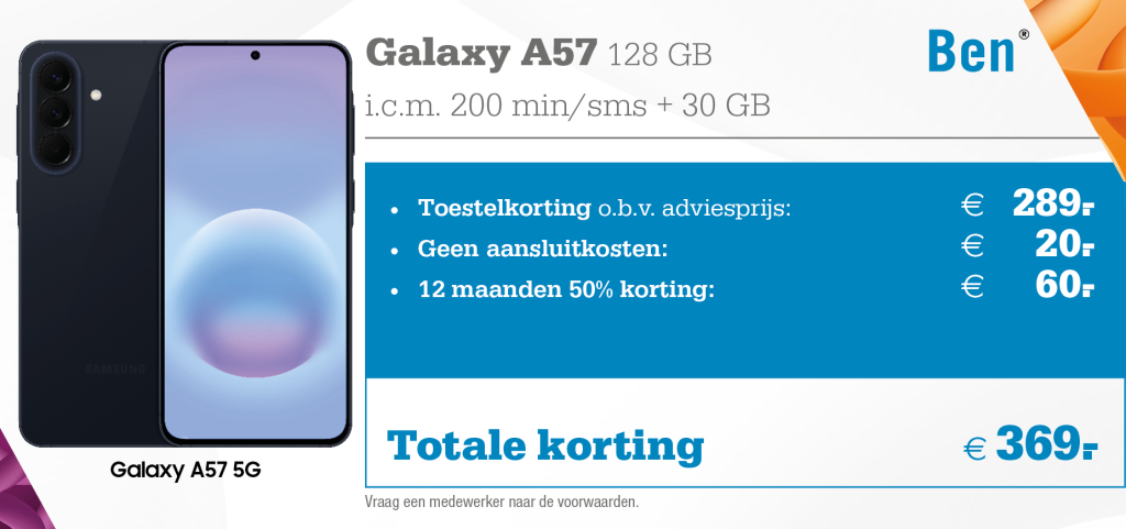 Samsung Galaxy A57 aanbieding Ben