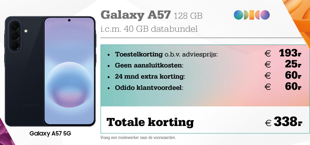 Odido icm Samsung Galaxy A57 aanbieding