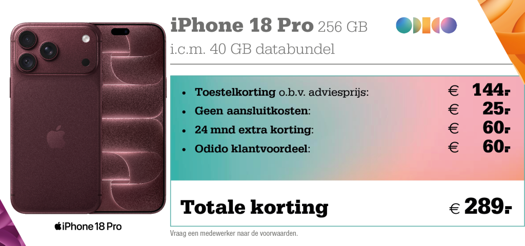 Odido icm iPhone 18 Pro aanbieding
