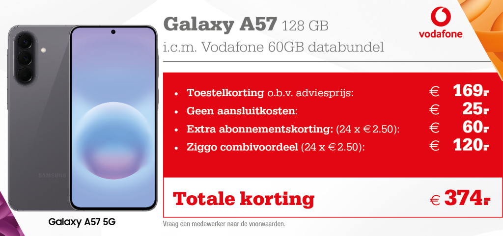 Samsung Galaxy A57 aanbieding Vodafone