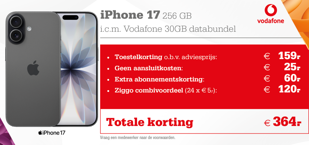 Apple iPhoen 17 aanbieding Vodafone