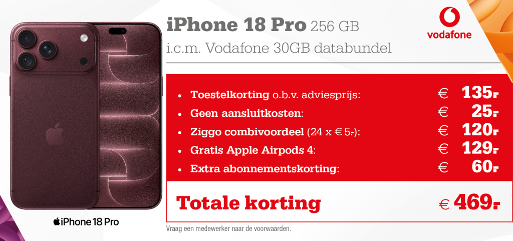 Apple iPhone 18 Pro aanbieding Vodafone