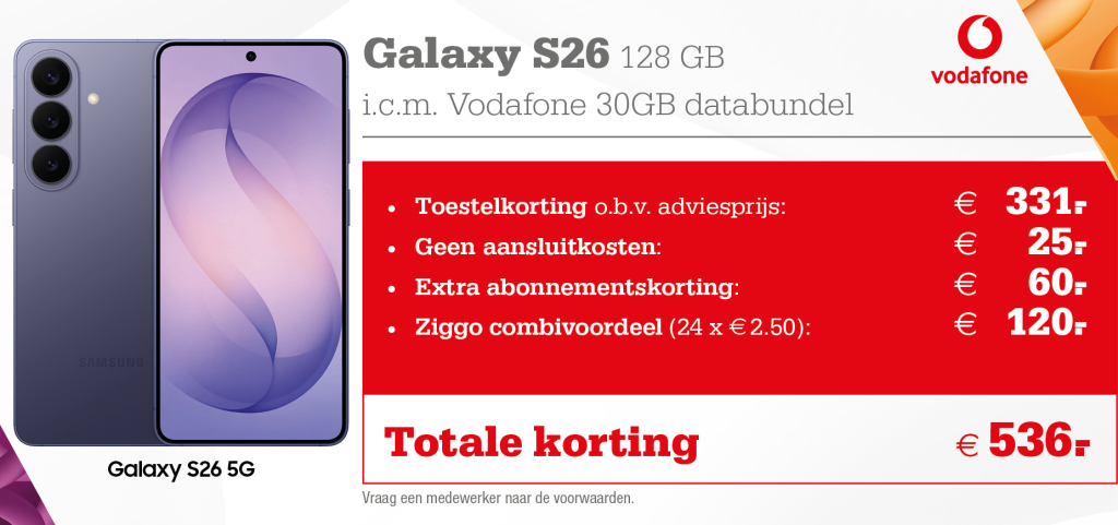 Samsung Galaxy S26 aanbieding Vodafone
